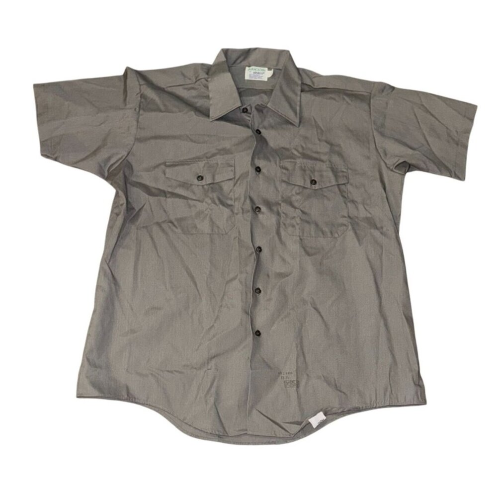 Elbeco Duracloth Short Sleeve Gray Uniform Shirt XL - Made In USA